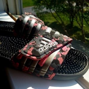 Pink Camo Adidas Slides